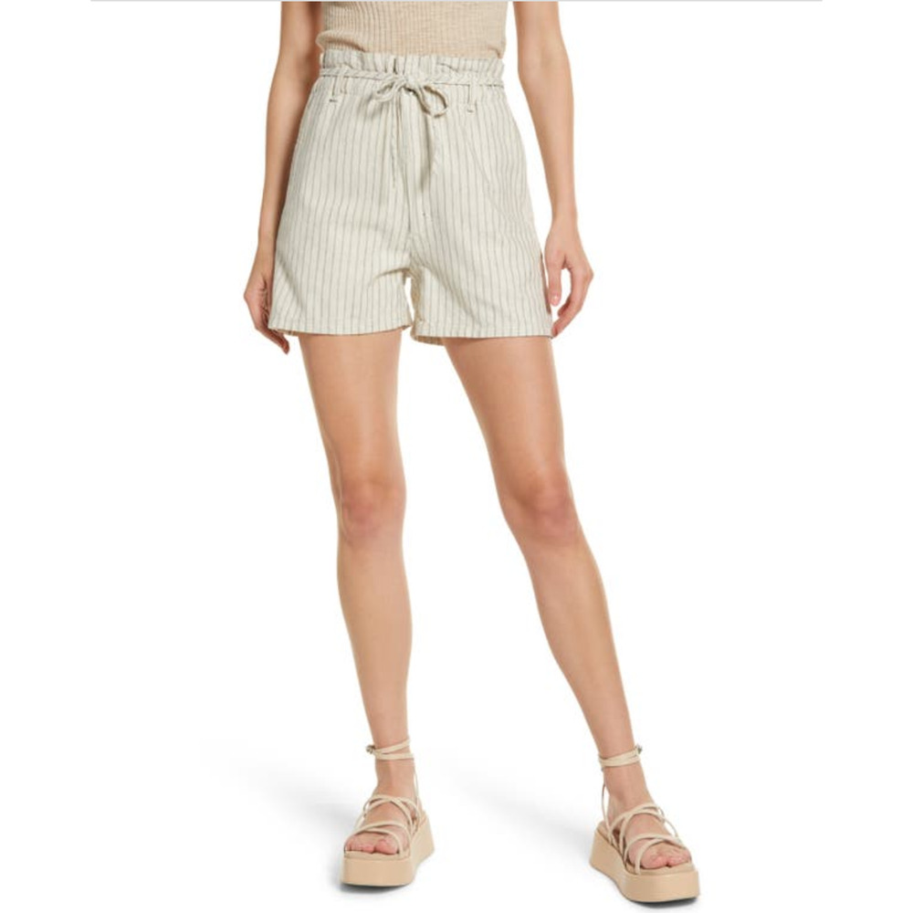 Rag & Bone Women Paperbag Shorts Natural Stripe Size 26